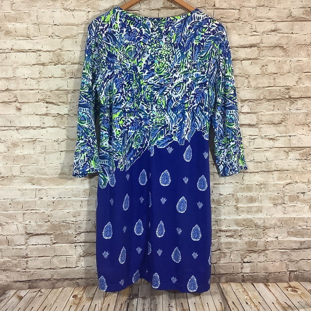 Lilly Pulitzer Blue Beacon Long Sleeved T-shirt Dress Large 100% Cotton - Picture 4 of 6